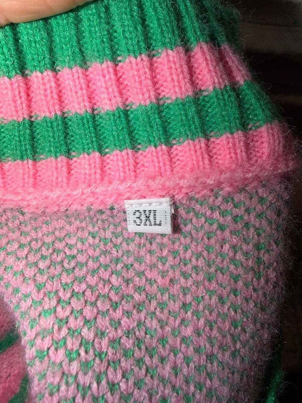 3XL
Pink and Green Geometric Pattern Button-Front Knit Cardigan - Picture 6 of 6